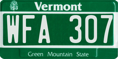 VT license plate WFA307