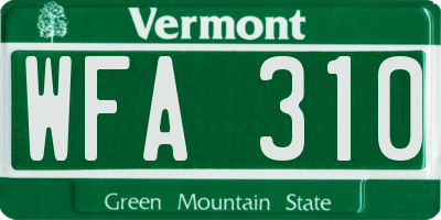 VT license plate WFA310