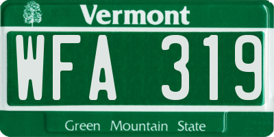 VT license plate WFA319