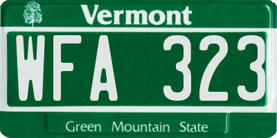 VT license plate WFA323