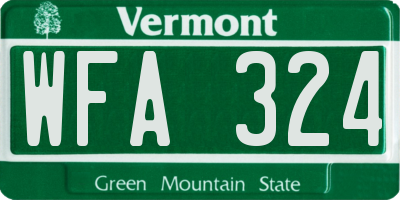 VT license plate WFA324