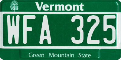 VT license plate WFA325