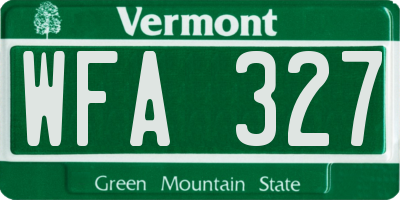 VT license plate WFA327
