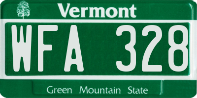VT license plate WFA328