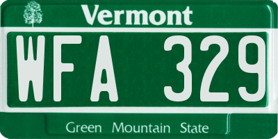 VT license plate WFA329