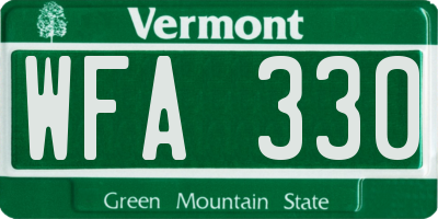 VT license plate WFA330