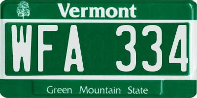 VT license plate WFA334