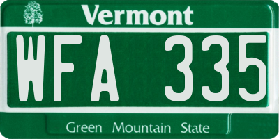 VT license plate WFA335