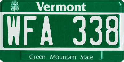 VT license plate WFA338