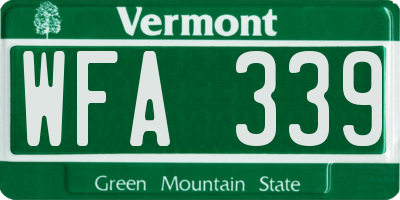 VT license plate WFA339