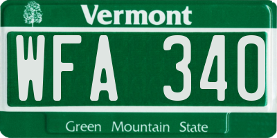 VT license plate WFA340