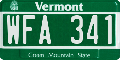 VT license plate WFA341