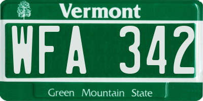 VT license plate WFA342