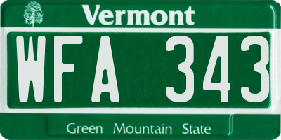 VT license plate WFA343