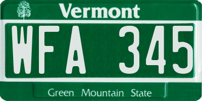 VT license plate WFA345