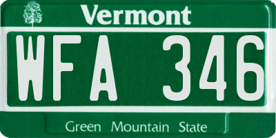 VT license plate WFA346