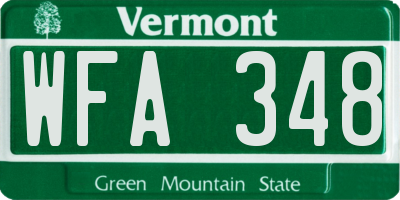 VT license plate WFA348