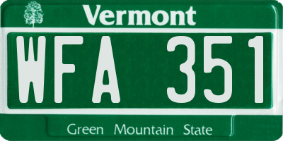 VT license plate WFA351