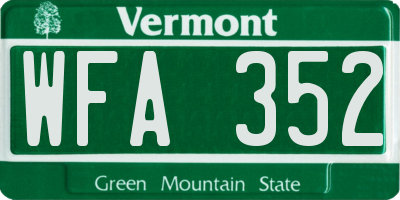 VT license plate WFA352