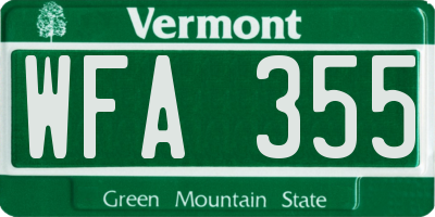 VT license plate WFA355