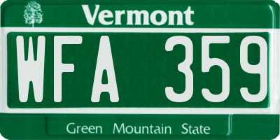VT license plate WFA359