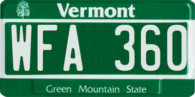 VT license plate WFA360