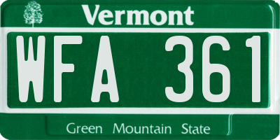 VT license plate WFA361