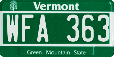 VT license plate WFA363