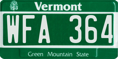 VT license plate WFA364