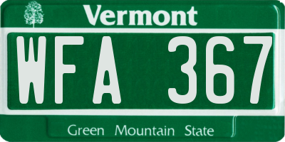 VT license plate WFA367