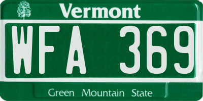 VT license plate WFA369