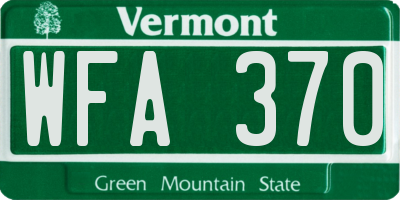 VT license plate WFA370