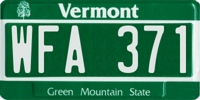 VT license plate WFA371