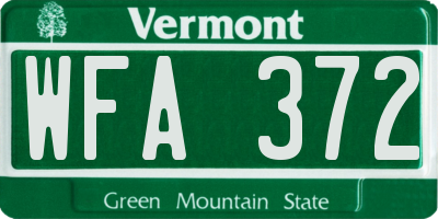 VT license plate WFA372