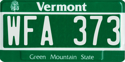 VT license plate WFA373