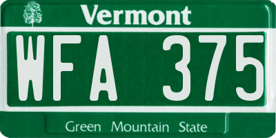 VT license plate WFA375