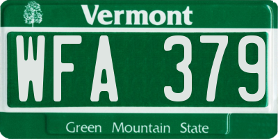 VT license plate WFA379