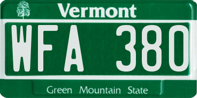 VT license plate WFA380