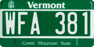 VT license plate WFA381