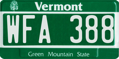 VT license plate WFA388