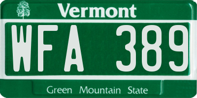 VT license plate WFA389