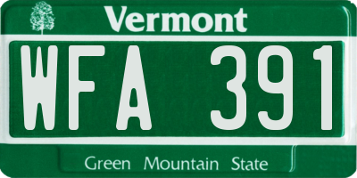 VT license plate WFA391