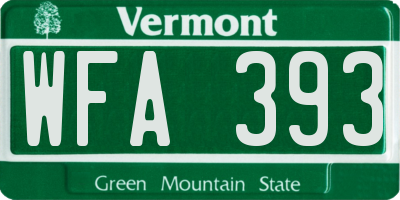 VT license plate WFA393
