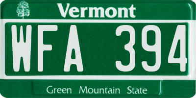 VT license plate WFA394