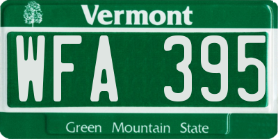 VT license plate WFA395