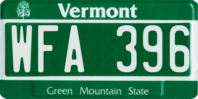 VT license plate WFA396
