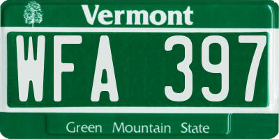 VT license plate WFA397