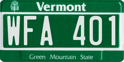 VT license plate WFA401