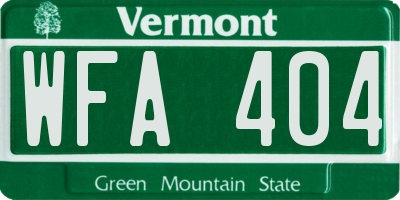 VT license plate WFA404