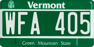VT license plate WFA405